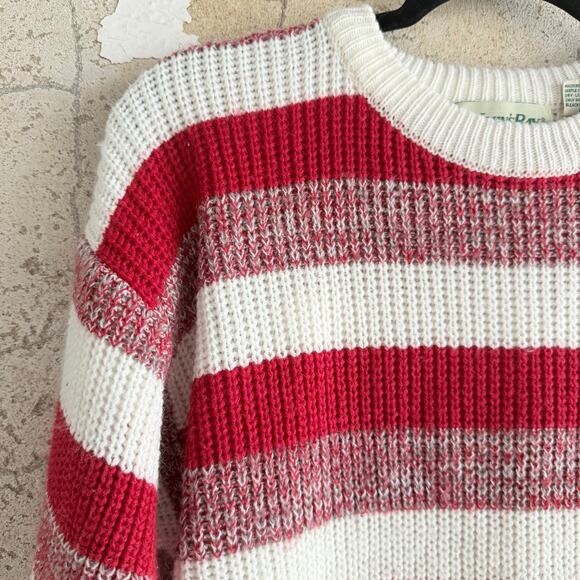 Vtg Striped Sweater Chunky Knit Red White St Johns Bay 90s Retro Holiday Women L - Picture 2 of 8